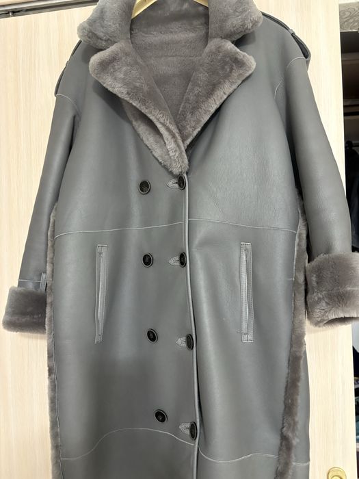 Дубленка натуральная серая