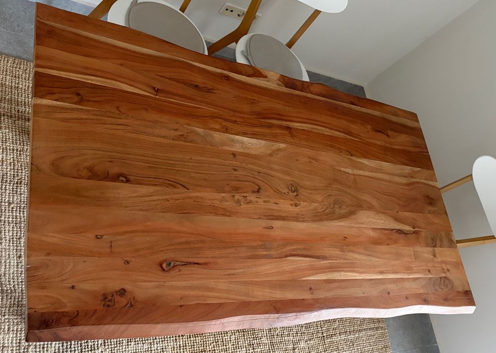 Маса дъб масив, метални крака