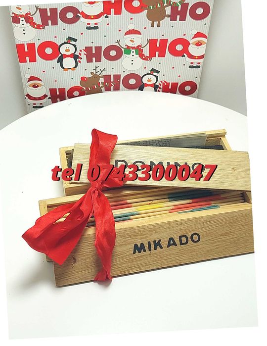 Pachet Cadou Craciun  Joc Marocoo mikadoSi Domino  Transport Gr