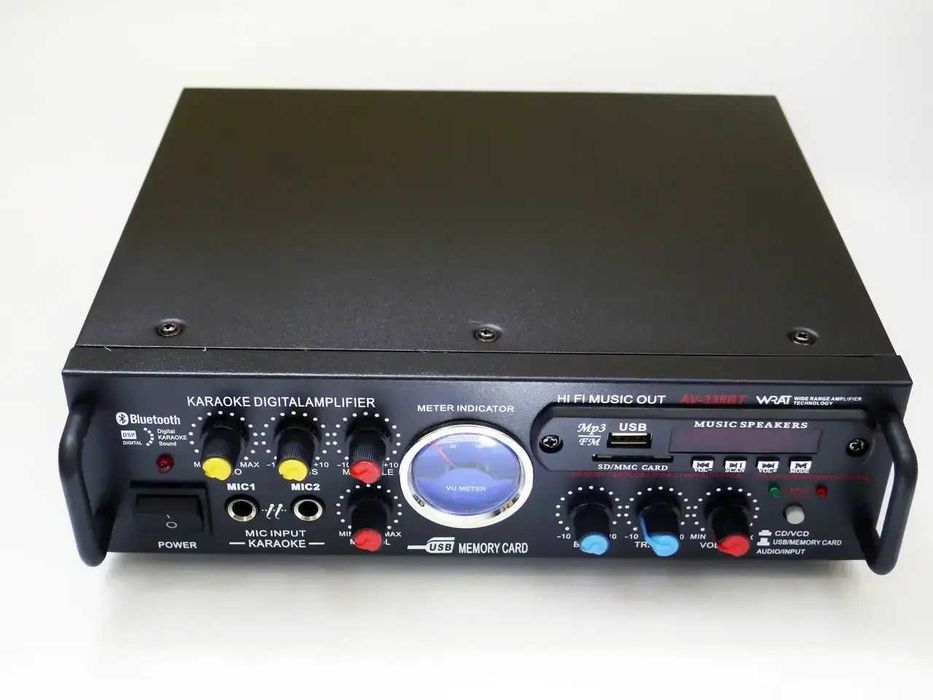 Усилвател UKC AV-339B с Bluetooth и караоке, FM, SD, USB, BLT, 2x120W