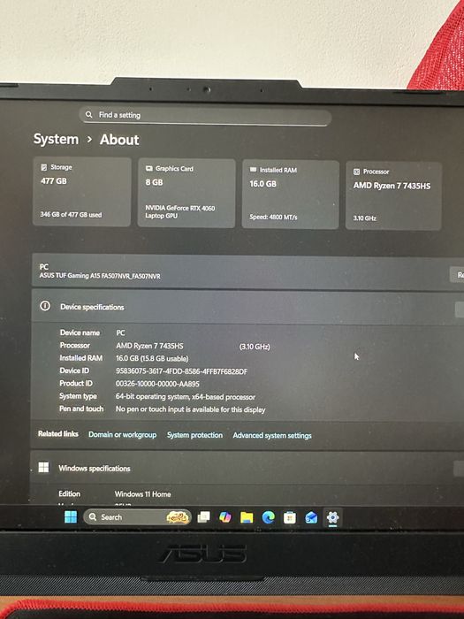 Vand Laptop Asus Tuf15