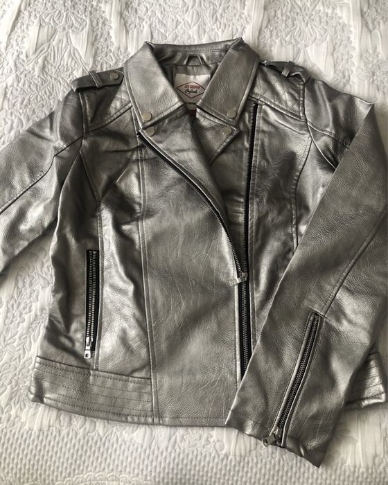 Lee Cooper - Дамско Яке кожено сребристо