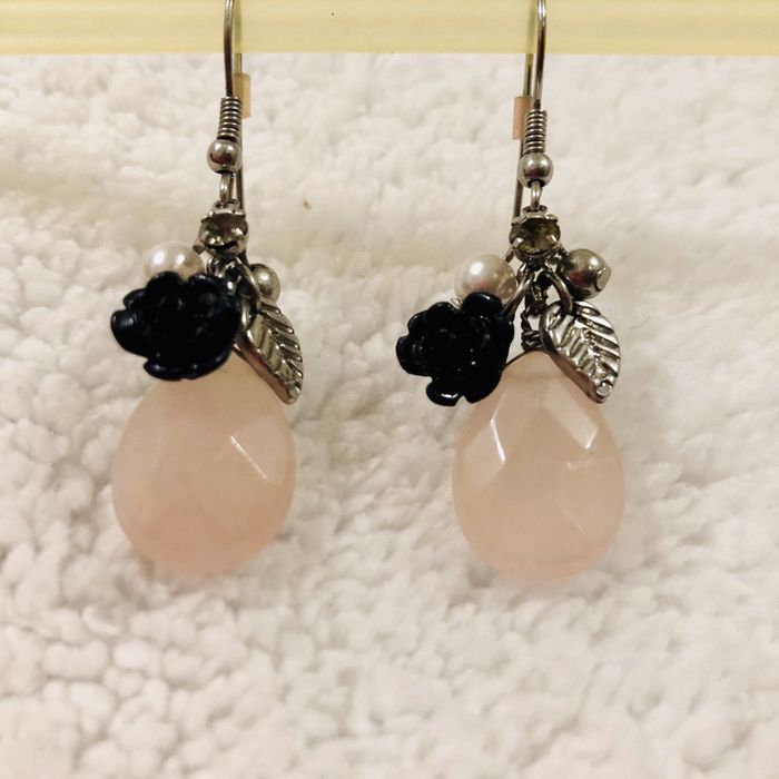 Обеци с перли и планински кристал