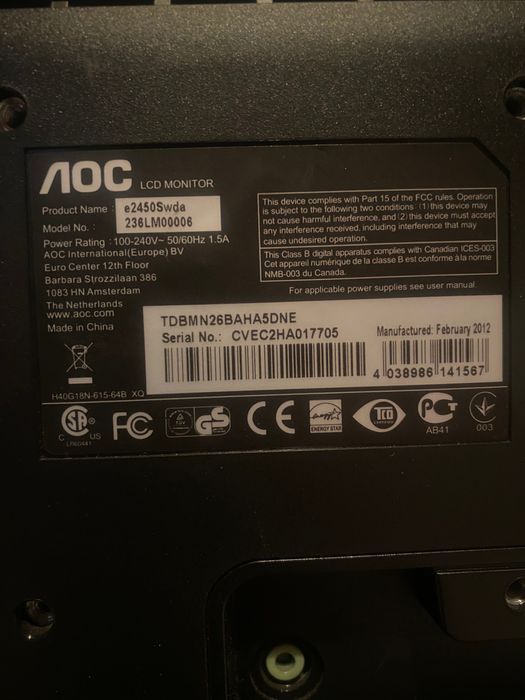 Монитор AOC 24 инча LCD