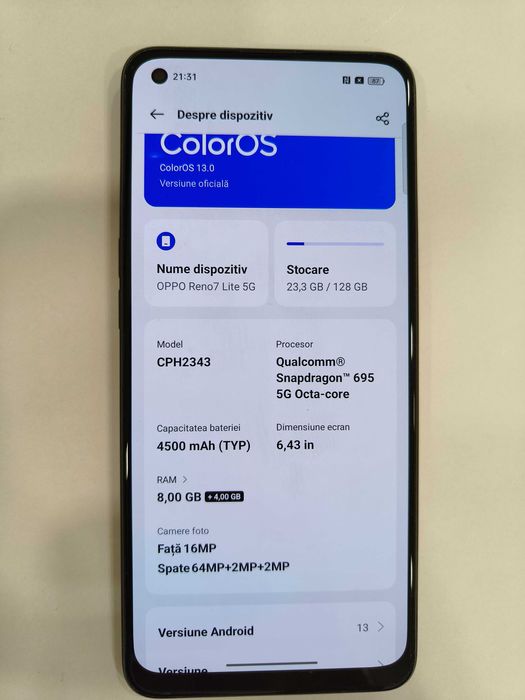 Vând Oppo Reno 7 Lite 5G
