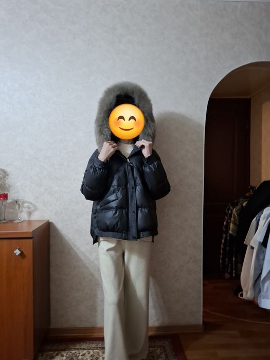 Пуховик женский темно серый