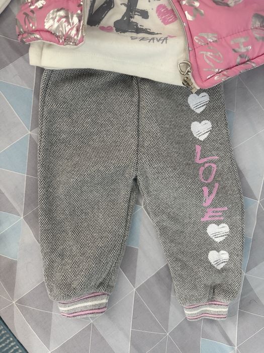 Детский комплект для девочки жилетка + кофта + штаны