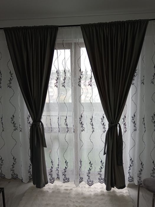 Perdea din in + draperii catifea
