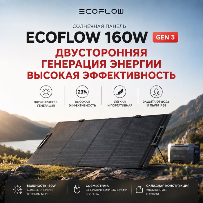Солнечная панель ecoflow 160w gen 3 (Новая)