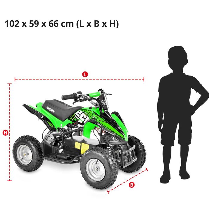 ATV electric pentru copii, putere 1000W baterie detasabila 36V 12Ah, verde