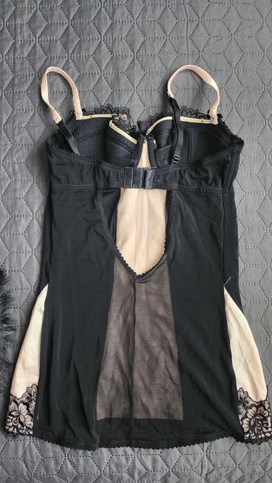 Дамски потник с ликра - черен и бежав