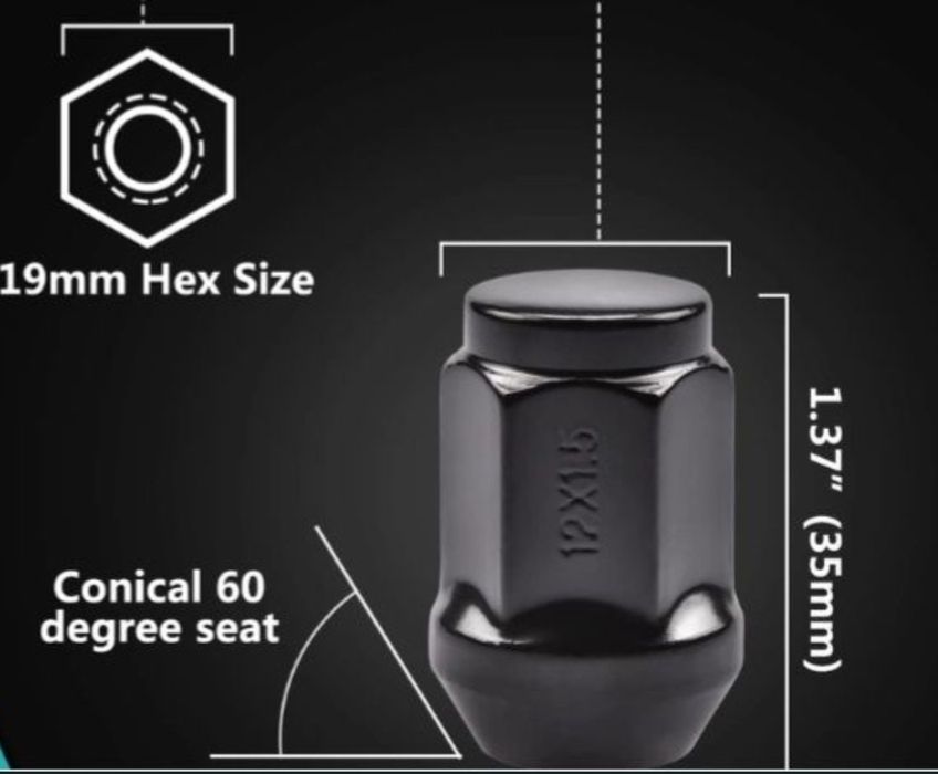 Set 20 piulite M12x1,5 negre