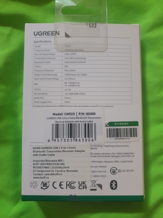 Adaptor bluetooth Ugreen CM523 nou