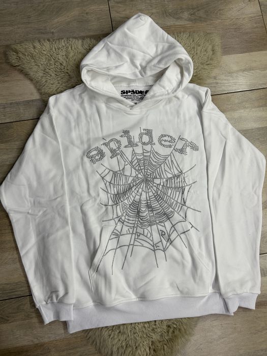 hanorac sp5der alb rhinestones caliate buna nepurtat