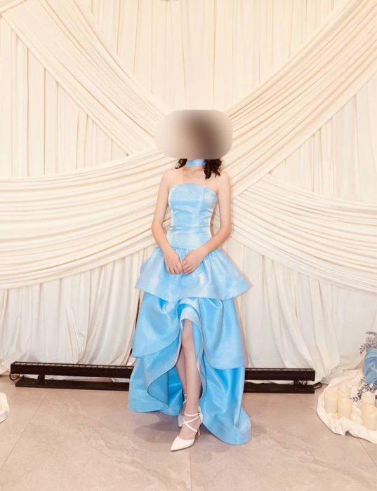 Вечернее пышное платье с корсетом, нежно-голубой цвет