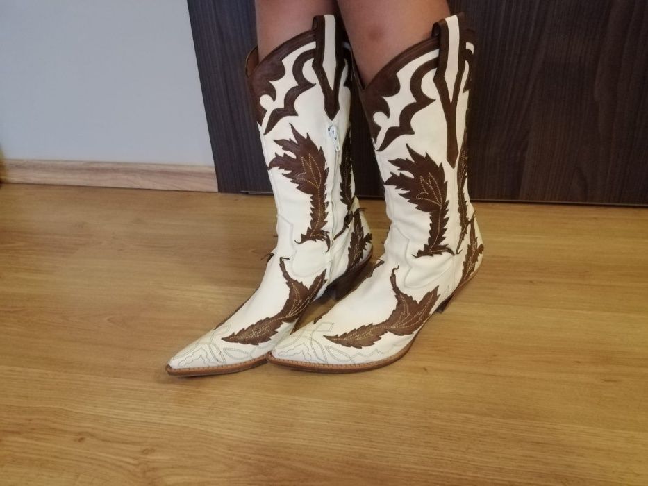 Cizme cowboy Fauzian Jeunesse piele cu detalii decorative