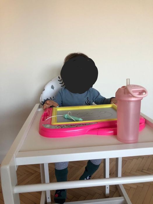 Set Masă și Scăunel copii – Design Modern, Lemn Alb