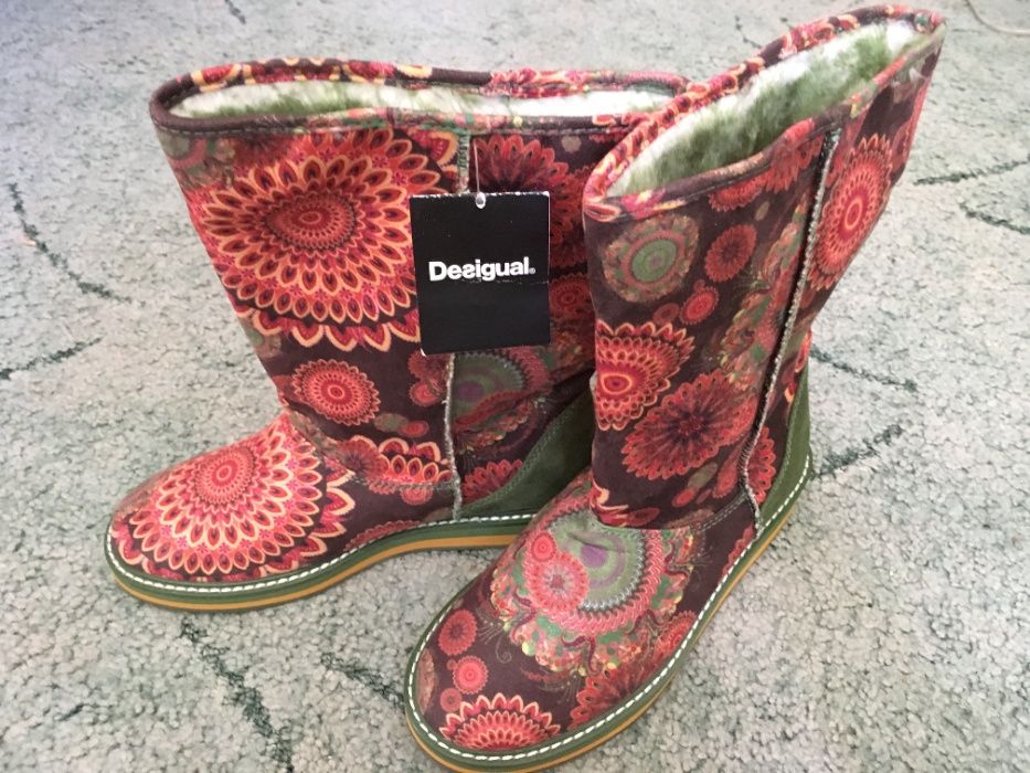 Нови ботуши Desigual 36 с етикет идея за подарък розово зелено