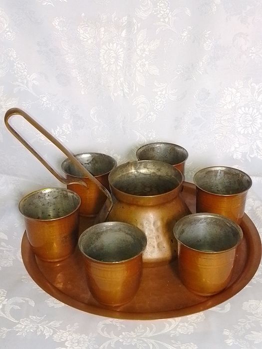 Стар Меден Сервиз за - Кафе , Вино, Ракия - 8 части