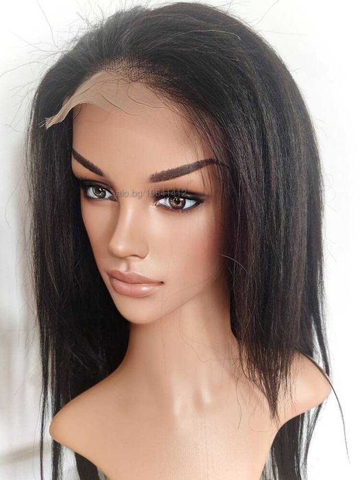 Черна перука от микс естествен косъм и примеси 70 см с Lace 4×4