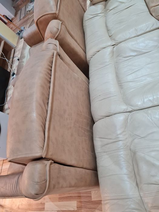 Set doua fotolii piele ecologica bej