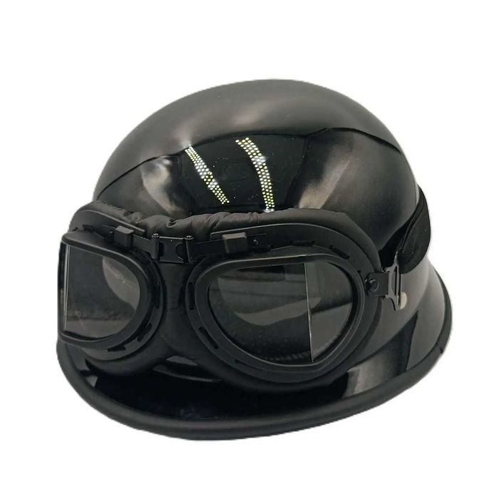 Комплект каска за мотор ретро чопър тип канче войнишка и ретро очила