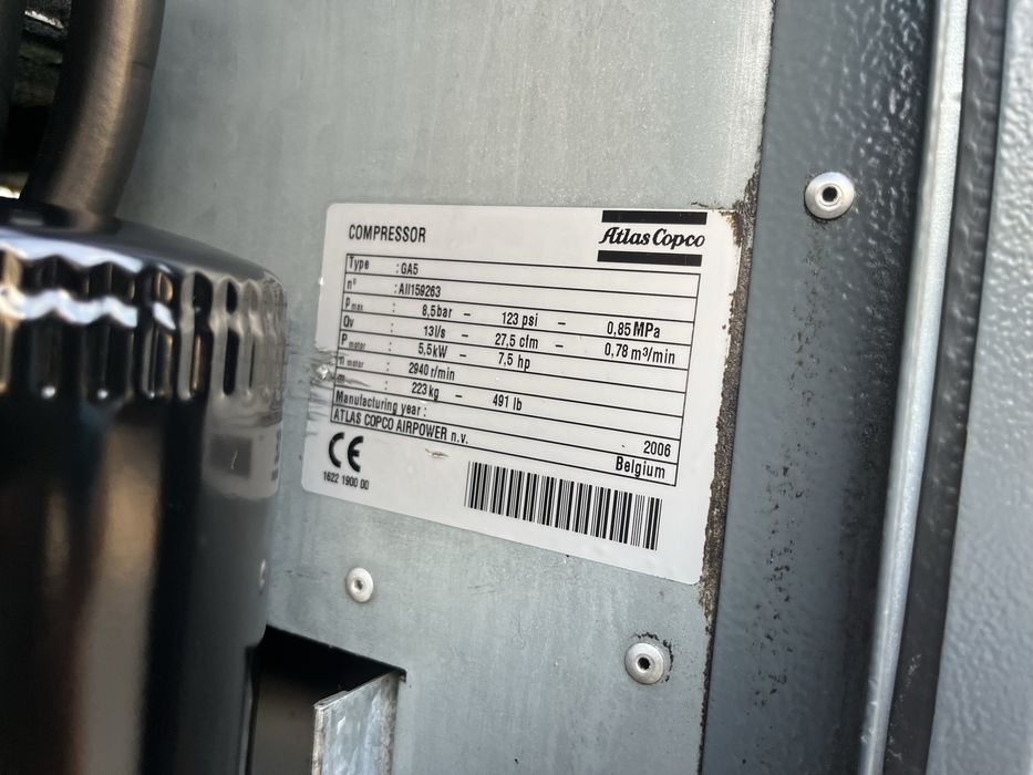 Винтов компресор Atlas Copco GA5 5.5Kw
