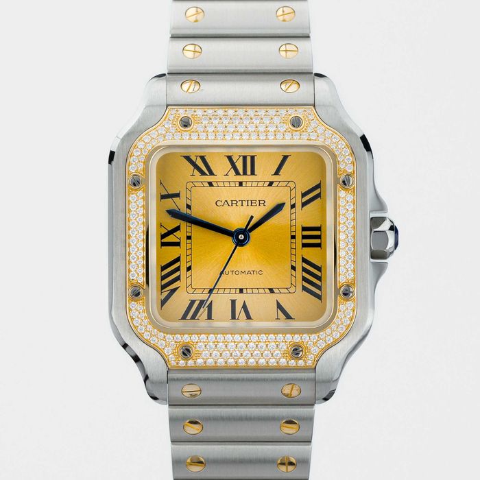 Cartier Santos de Cartier Medium Yellow Gold & Steel Diamond W3SA0007