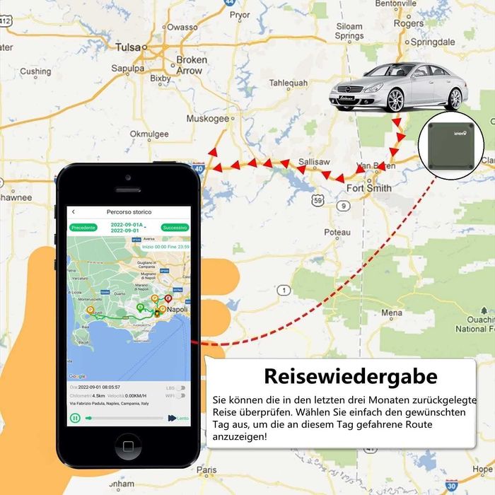 GPS Тракер за кола с безплатно приложение магнит и батерия LEKEMI L11