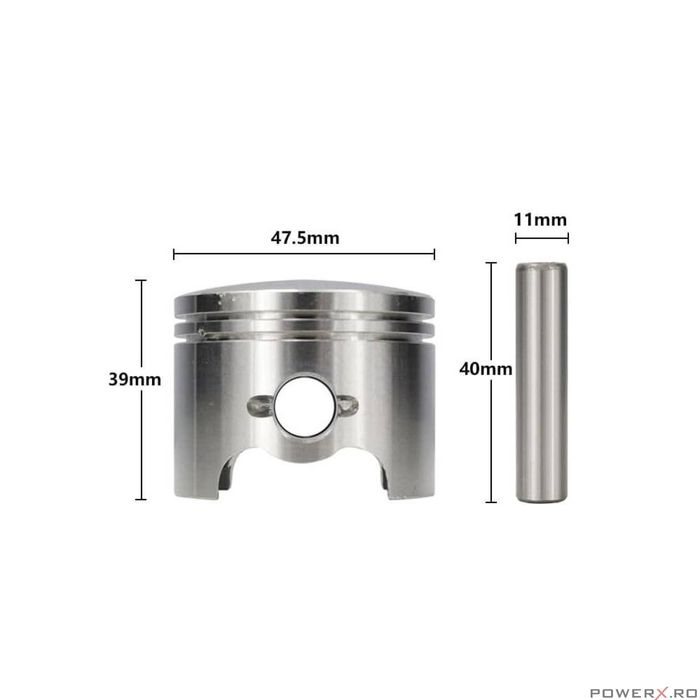 Piston complet compatibil CN 6200, 47.5mm, bolt 11mm, 62cc, PowerX