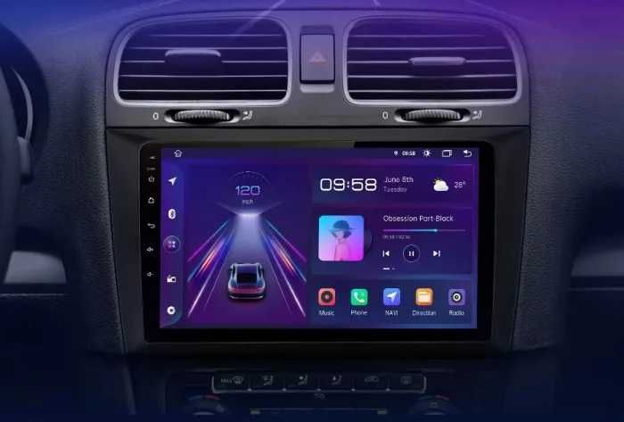 Navigatie Android VW GOLF 6 Waze Youtube Carplay + Camera
