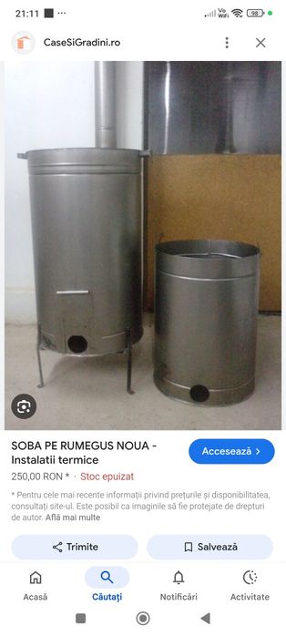 Vînd soba pentru rumeguș.