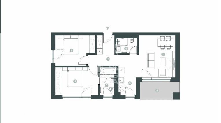 Apartament cu 3 camere, 2 bai, decomandat, incalzire in pardosela — fotografia 1