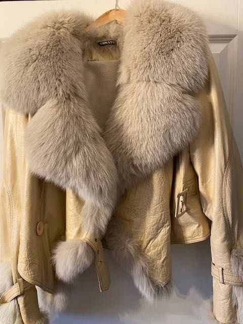 Jacheta de piele, TOSATO, cu guler de blana minunat