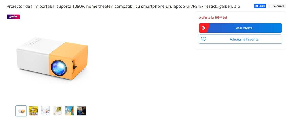 Proiector de film portabil 1080P