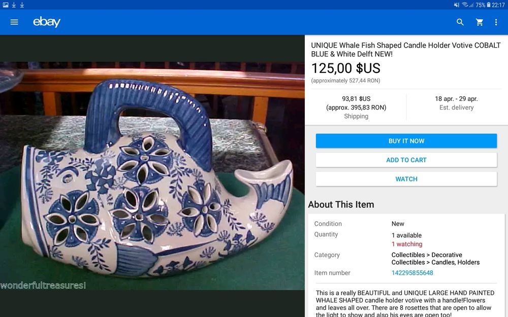 Suport lumanare, deosebit de frumos si rar, sub forma de pește