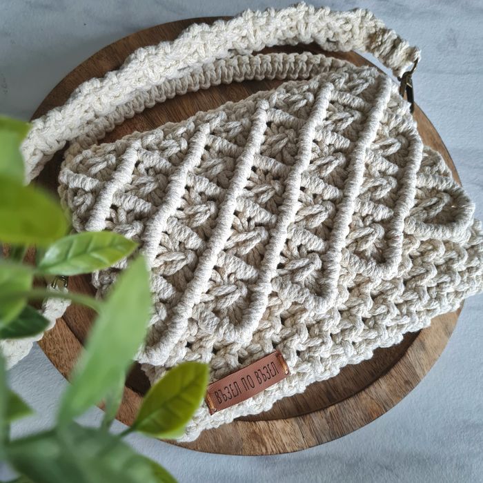 Макраме дамска чанта, Ръчна изработка, Бохо стил малка чанта