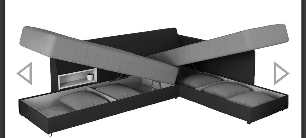 Голям ъглов бежов диван