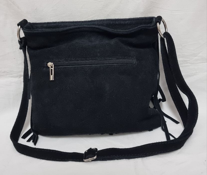 Geanta piele naturală întoarsă neagră