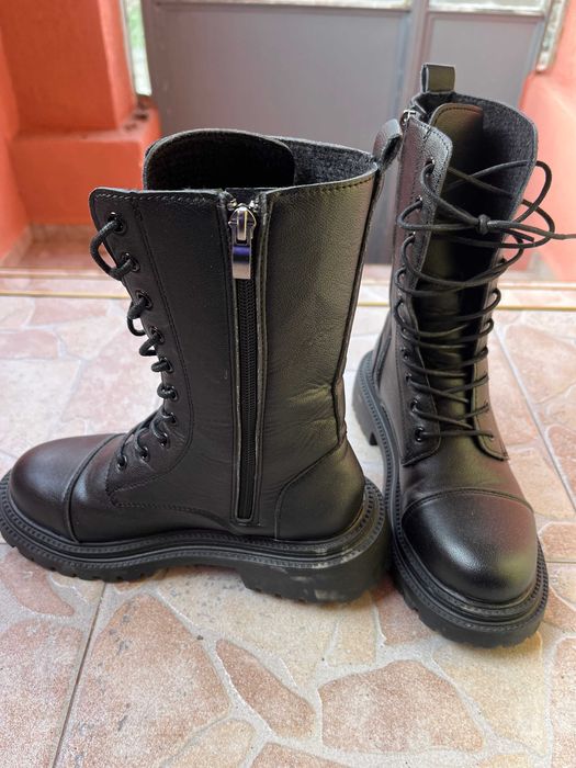 Дамски ботуши до средата на прасеца Дебел Ток Страничен Цип 37 номер