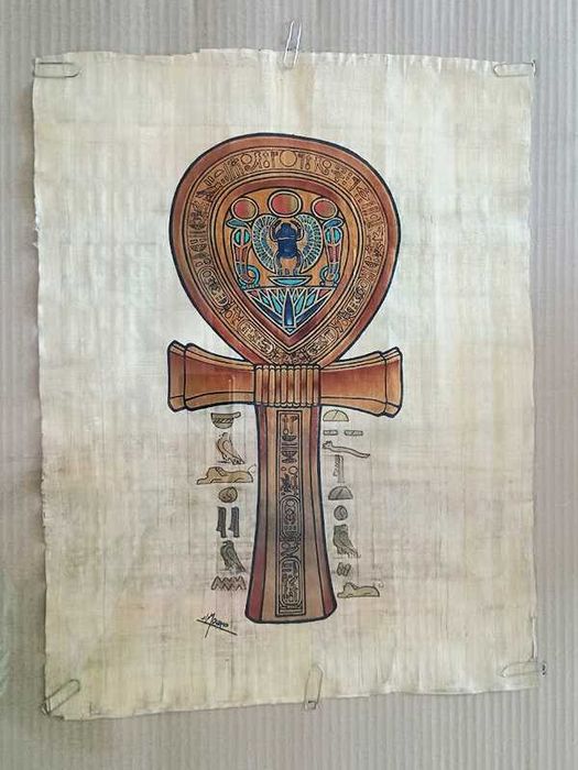 Автентичен Египетки ПАПИРУС на папирусна хартия ръчно изработен с Анкх