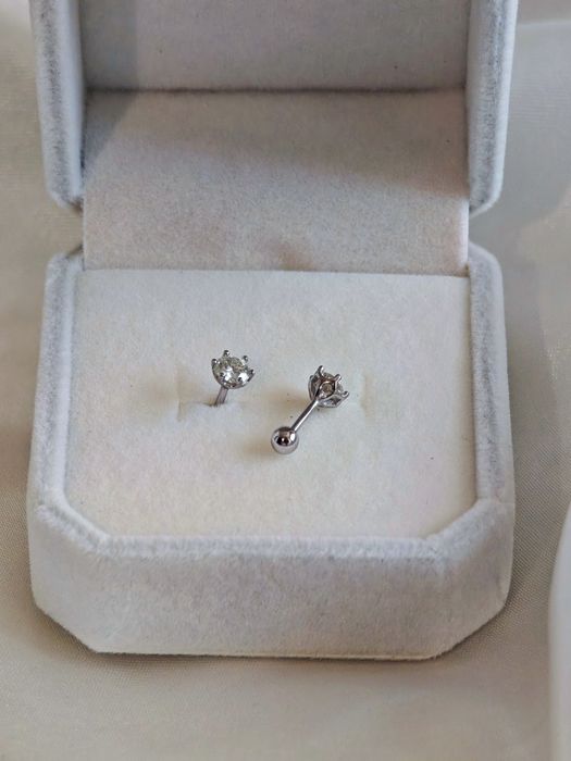 Labret cercei 0.3ct x 2 piatra Moissanite tip diamant Argint 925