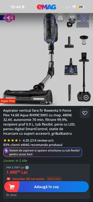 Vand aspirator Rowenta X Force 14.60 Aqua