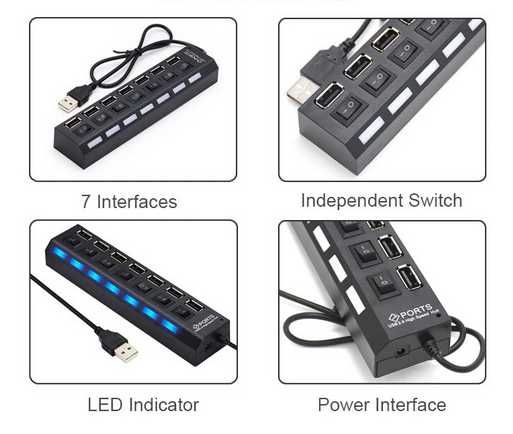 USB Хъб / разклонител със 7 port порта за компютър НАЛИЧНО !!!