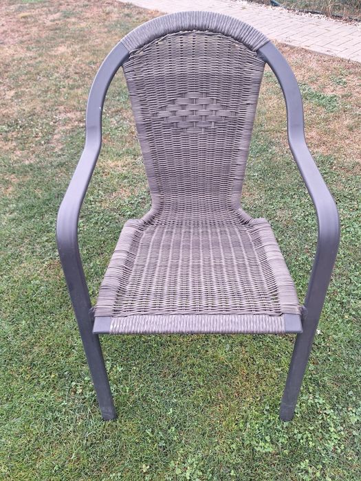 Set 4 scaune terasă / grădină – ratan sintetic și metal, stivuibile