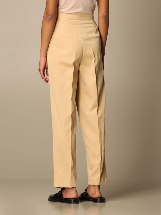 Бежов памучен панталон Twinset, висока талия, размер,40/S,42 S/M,46/Lн