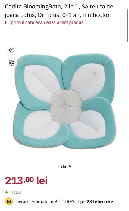 Cadita BloomingBath, 2 in 1, Salteluta de joaca Lotus,