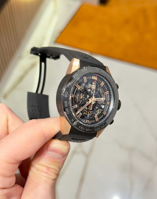 tag-heuer Skeleton / златисто-черен