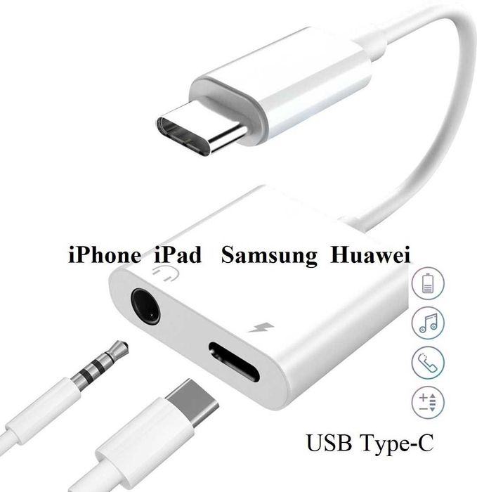 Type-c 3.5 Jack Lightning Адаптер зарядка наушник