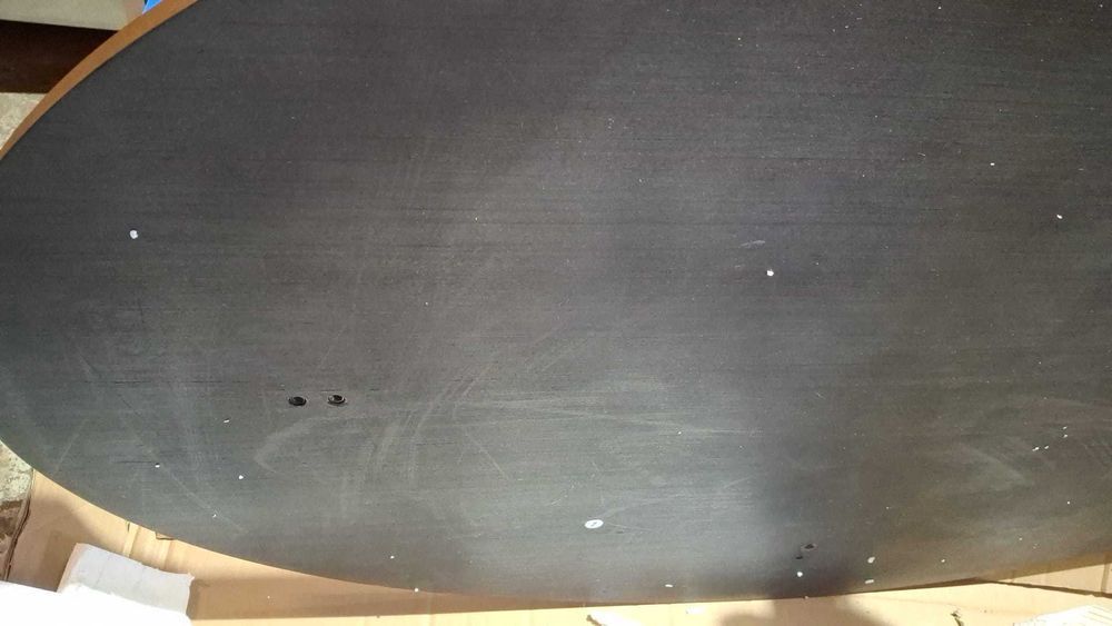 Masa ovala, 110 x 66 x 45.5 cm, dublu blat, lemn masiv, maro